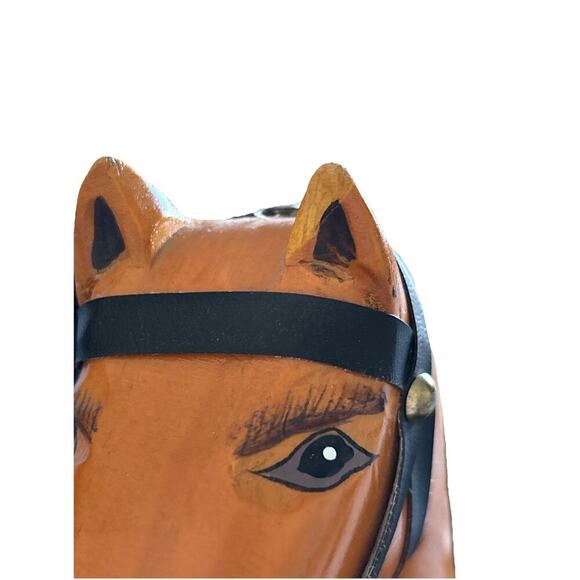 Vintage Folk Art Handcrafted / Handpainted Wooden Rocking Horse 17” X 11” - Picture 8 of 9